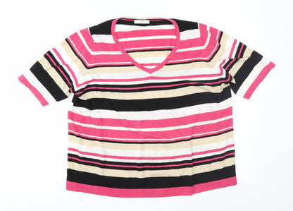 Marks and Spencer Womens Pink Striped  Pullover Jumper Size 18