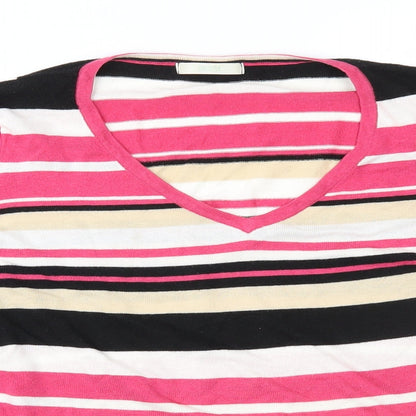 Marks and Spencer Womens Pink Striped  Pullover Jumper Size 18