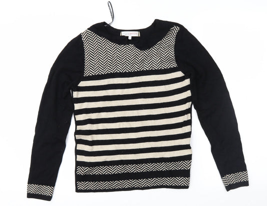Principles Womens Black Geometric  Pullover Jumper Size 10