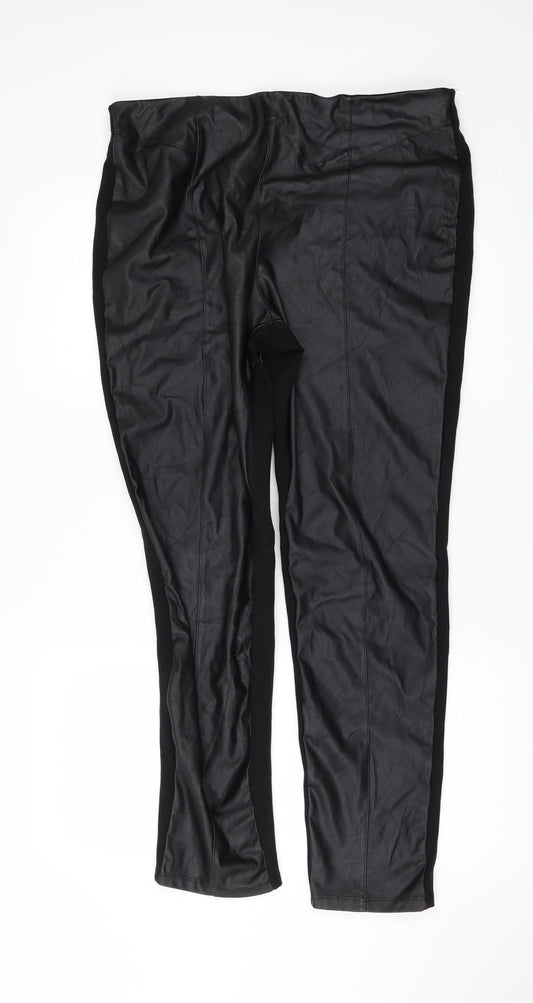 M&Co Womens Black   Trousers  Size 16 L28 in