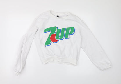 Womens UK Size XL Divided by H&M White Pullover Sweatshirt