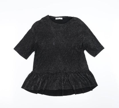 Womens UK Size S Pull&Bear Black Basic Blouse