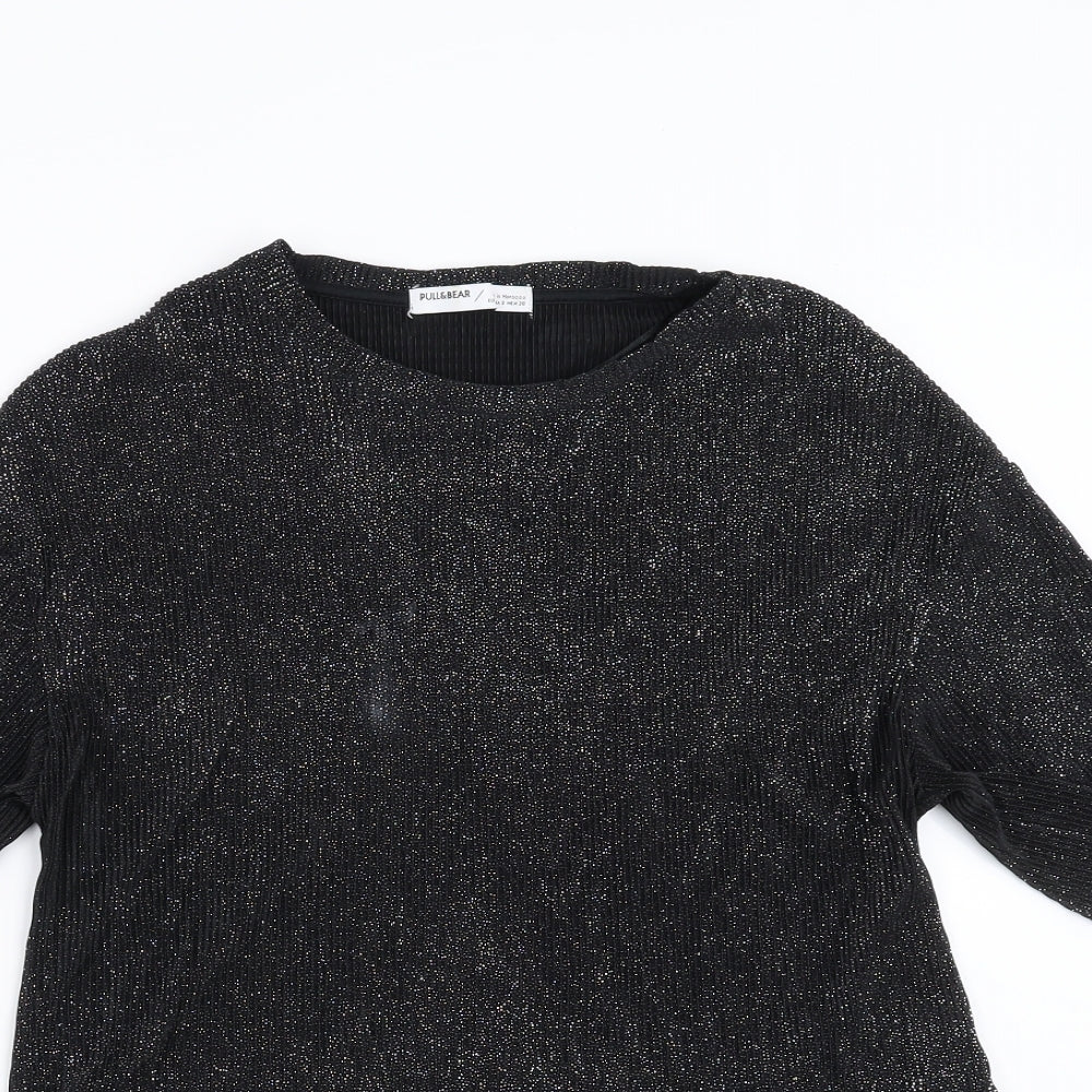 Womens UK Size S Pull&Bear Black Basic Blouse