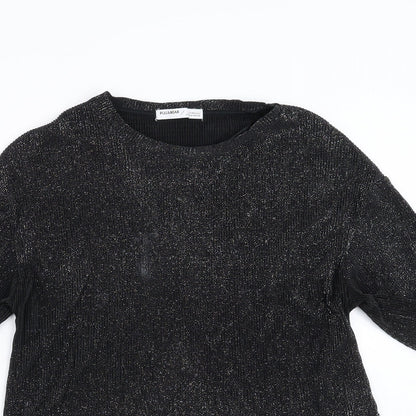 Womens UK Size S Pull&Bear Black Basic Blouse