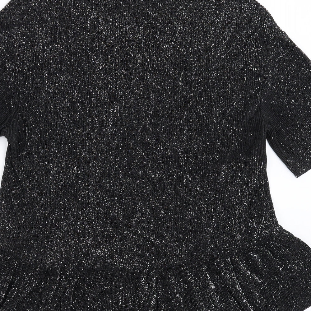 Womens UK Size S Pull&Bear Black Basic Blouse