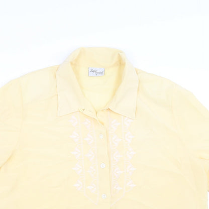 Design essentials Womens Yellow   Basic Blouse Size 16  - Embroidered detail
