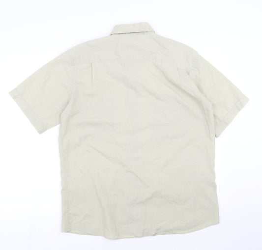 Mens UK Size S Marks and Spencer Green  Button-Up Short Sleeve Casual Shirt