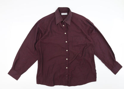 Mens UK Size 16.5 Berkertex Purple  Button-Up Long Sleeve Casual Shirt