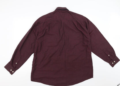 Mens UK Size 16.5 Berkertex Purple  Button-Up Long Sleeve Casual Shirt