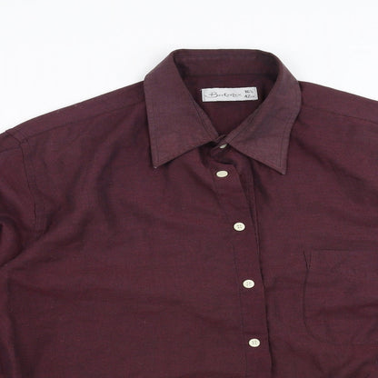 Mens UK Size 16.5 Berkertex Purple  Button-Up Long Sleeve Casual Shirt