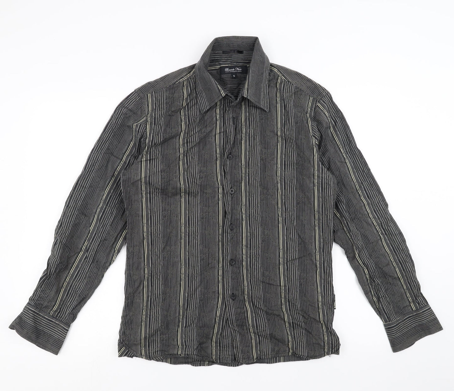 Mens UK Size S Brocade Black  Button-Up Long Sleeve Casual Shirt