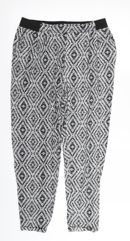 New Look Womens Black Geometric  Trousers  Size 12 L25 in