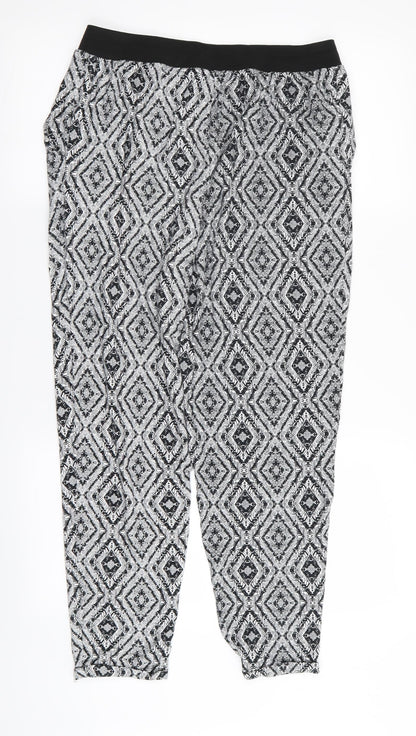 New Look Womens Black Geometric  Trousers  Size 12 L25 in