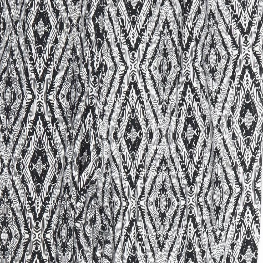 New Look Womens Black Geometric  Trousers  Size 12 L25 in