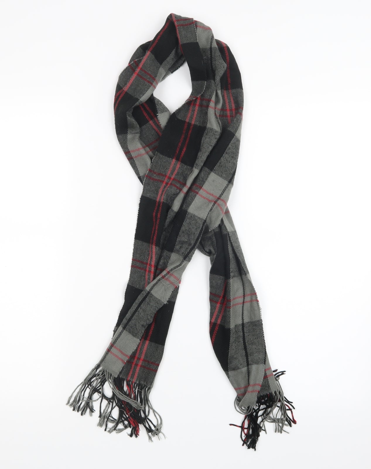 Preworn Mens Grey Plaids & Checks  Scarf  One Size
