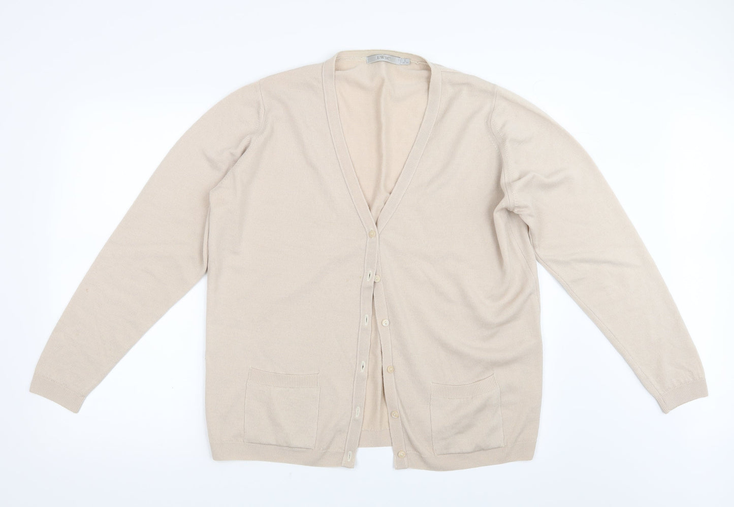 EWM Womens Beige  Knit Cardigan Jumper Size 18