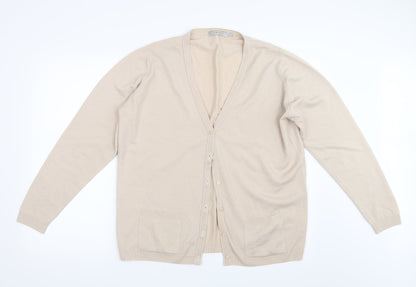 EWM Womens Beige  Knit Cardigan Jumper Size 18