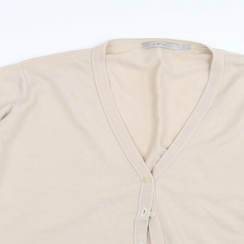 EWM Womens Beige  Knit Cardigan Jumper Size 18
