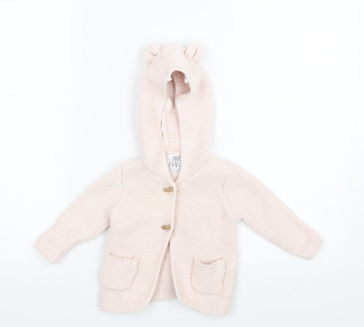 F&F Girls Pink  Knit Jacket Coatigan Size 6-9 Months