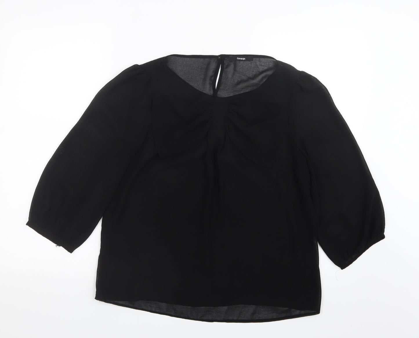 George Womens Black  Mesh Basic Blouse Size 12