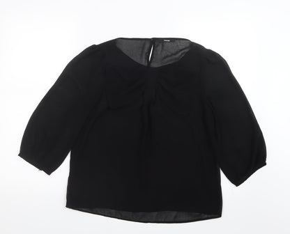 George Womens Black  Mesh Basic Blouse Size 12