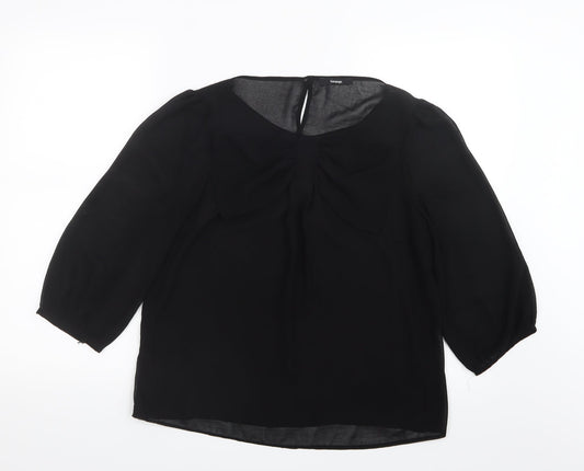 George Womens Black  Mesh Basic Blouse Size 12