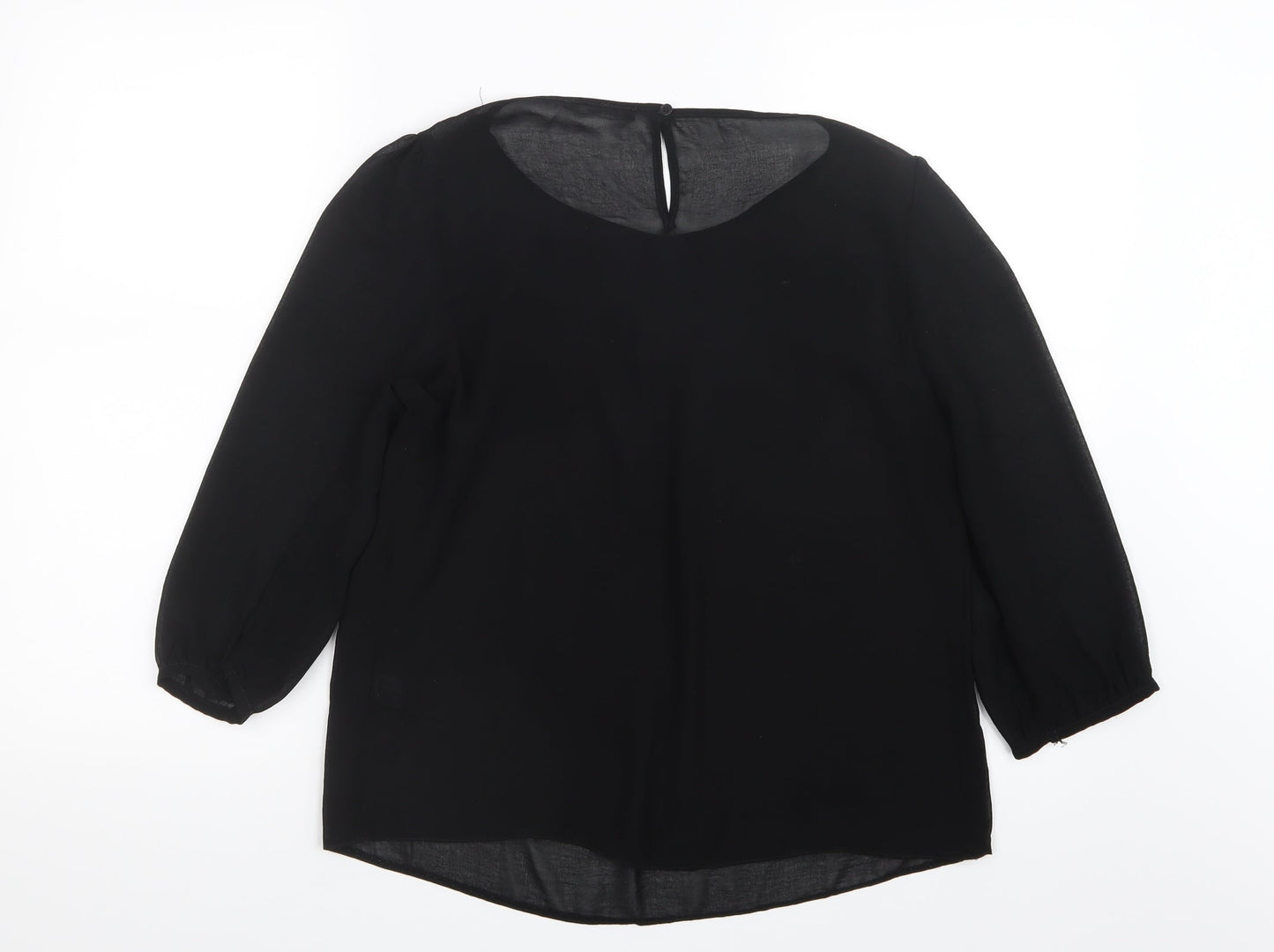 George Womens Black  Mesh Basic Blouse Size 12
