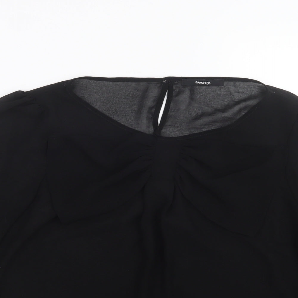 George Womens Black  Mesh Basic Blouse Size 12