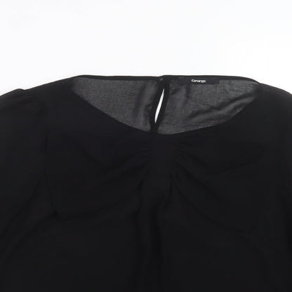 George Womens Black  Mesh Basic Blouse Size 12