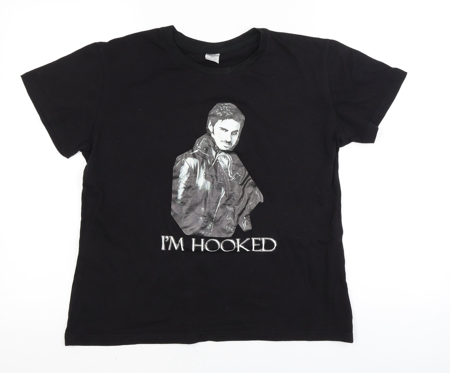 Womens UK Size L Preworn Black Basic T-Shirt