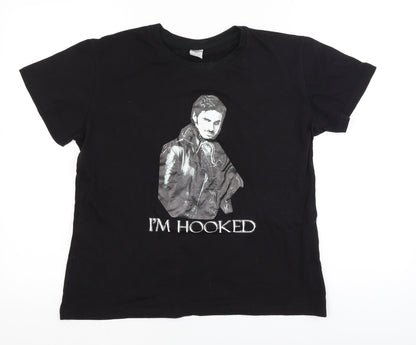 Womens UK Size L Preworn Black Basic T-Shirt