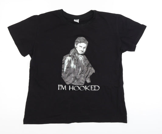 Womens UK Size L Preworn Black Basic T-Shirt