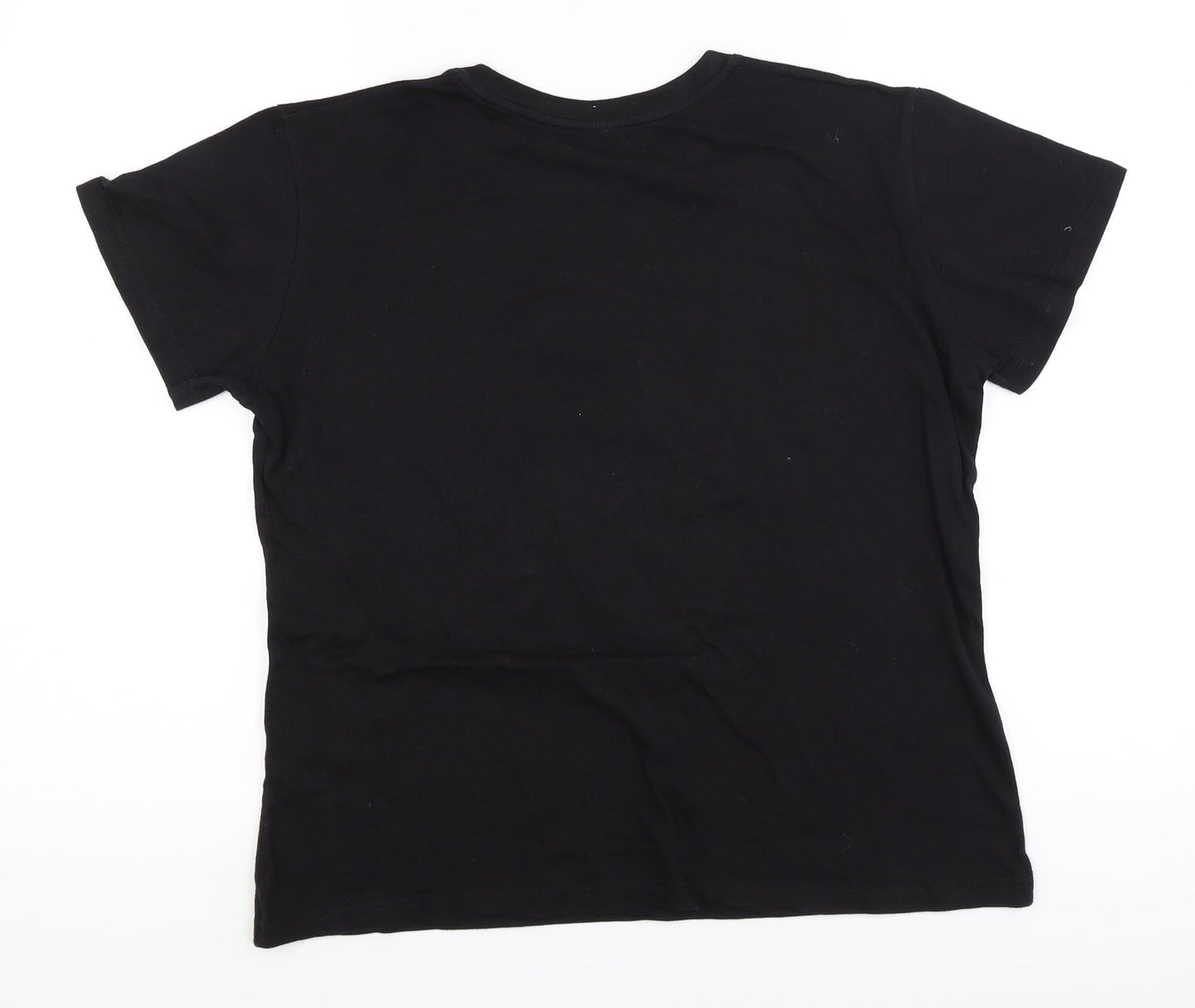 Womens UK Size L Preworn Black Basic T-Shirt