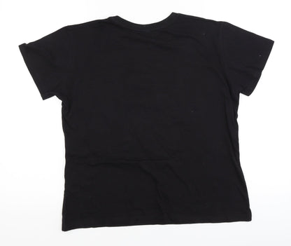 Womens UK Size L Preworn Black Basic T-Shirt