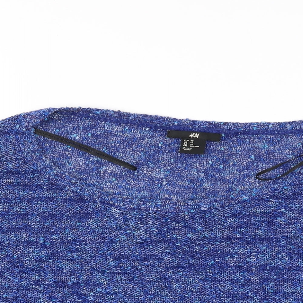 Womens UK Size XS H&M Blue Basic T-Shirt
