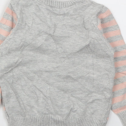 Young Dimension Girls Grey Argyle/Diamond  Pullover Jumper Size 18-24 Months
