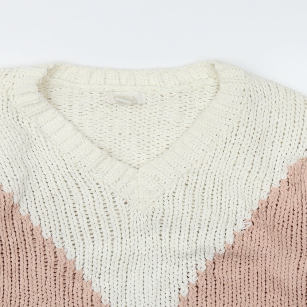 FOREVER 21 Womens Orange Striped  Pullover Jumper Size M