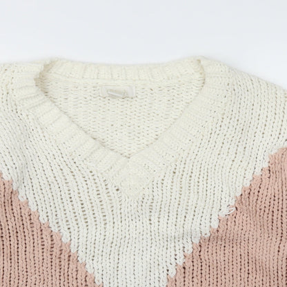 FOREVER 21 Womens Orange Striped  Pullover Jumper Size M