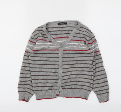 George Girls Grey Striped  Cardigan Jumper Size 4-5 Years