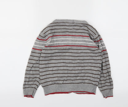 George Girls Grey Striped  Cardigan Jumper Size 4-5 Years