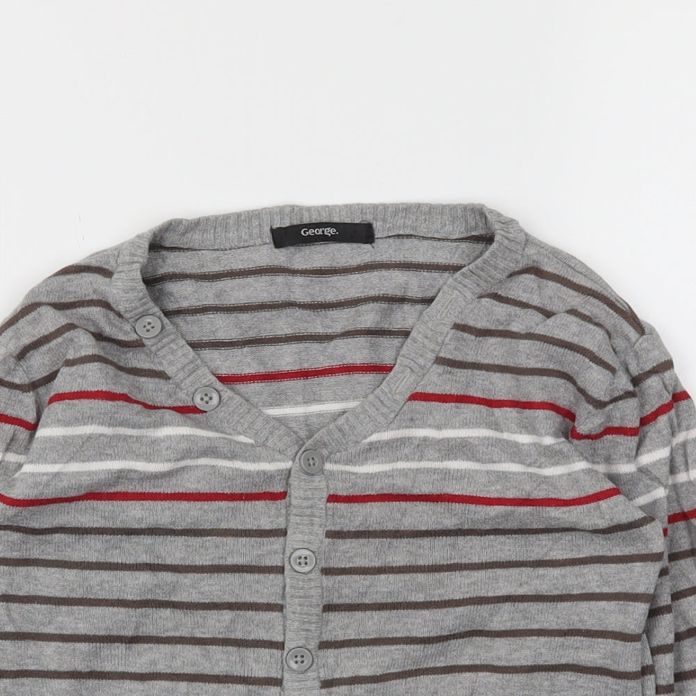 George Girls Grey Striped  Cardigan Jumper Size 4-5 Years