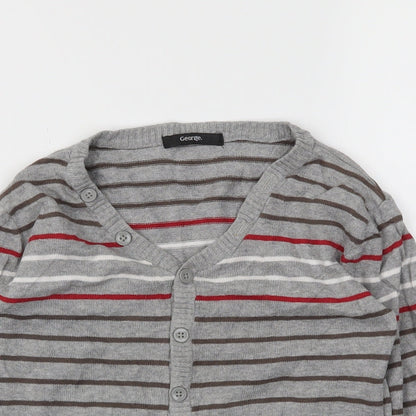 George Girls Grey Striped  Cardigan Jumper Size 4-5 Years