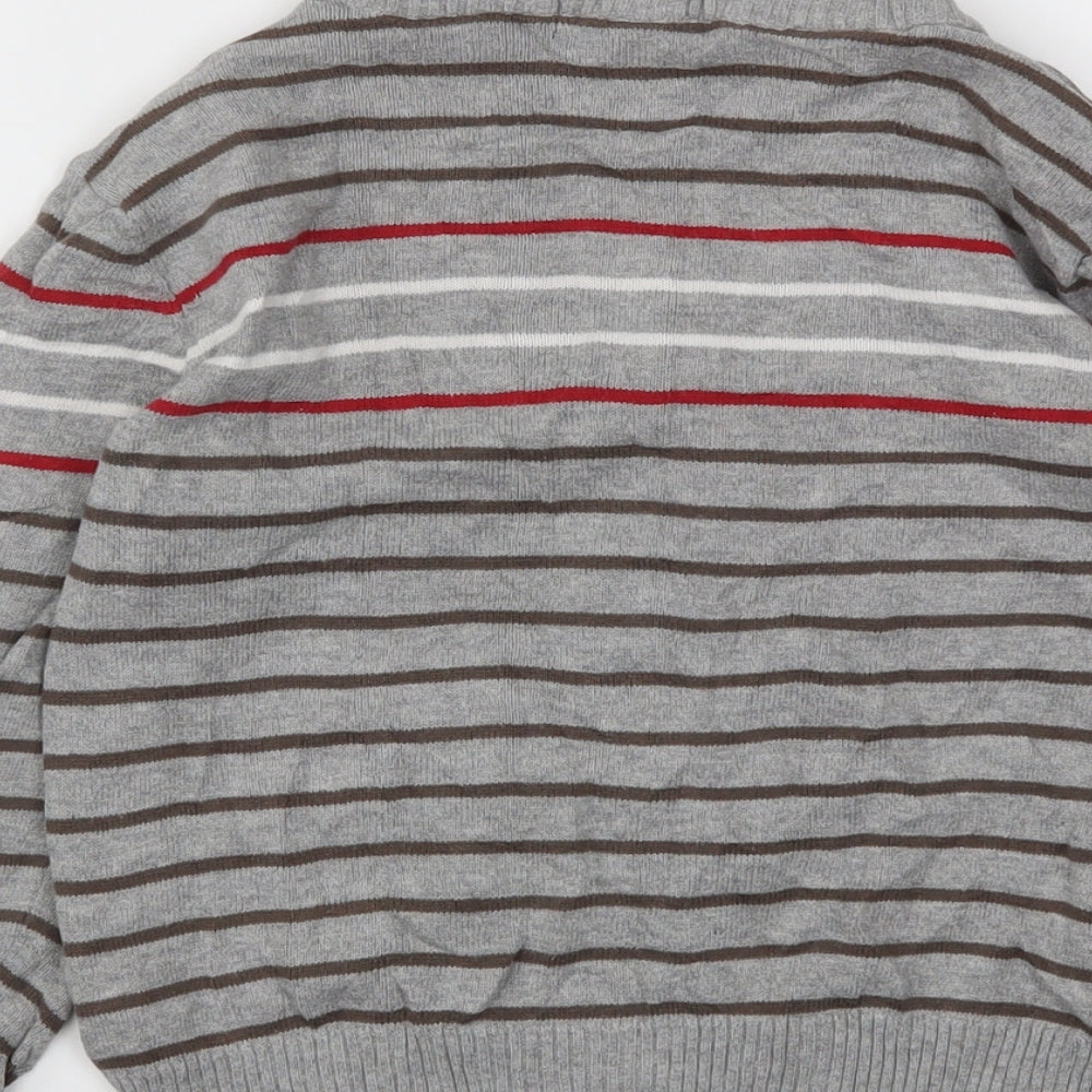 George Girls Grey Striped  Cardigan Jumper Size 4-5 Years