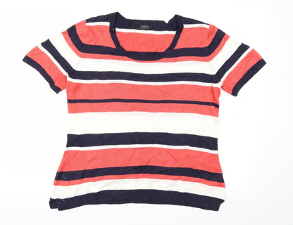 Papaya Womens Red Striped  Basic T-Shirt Size 12