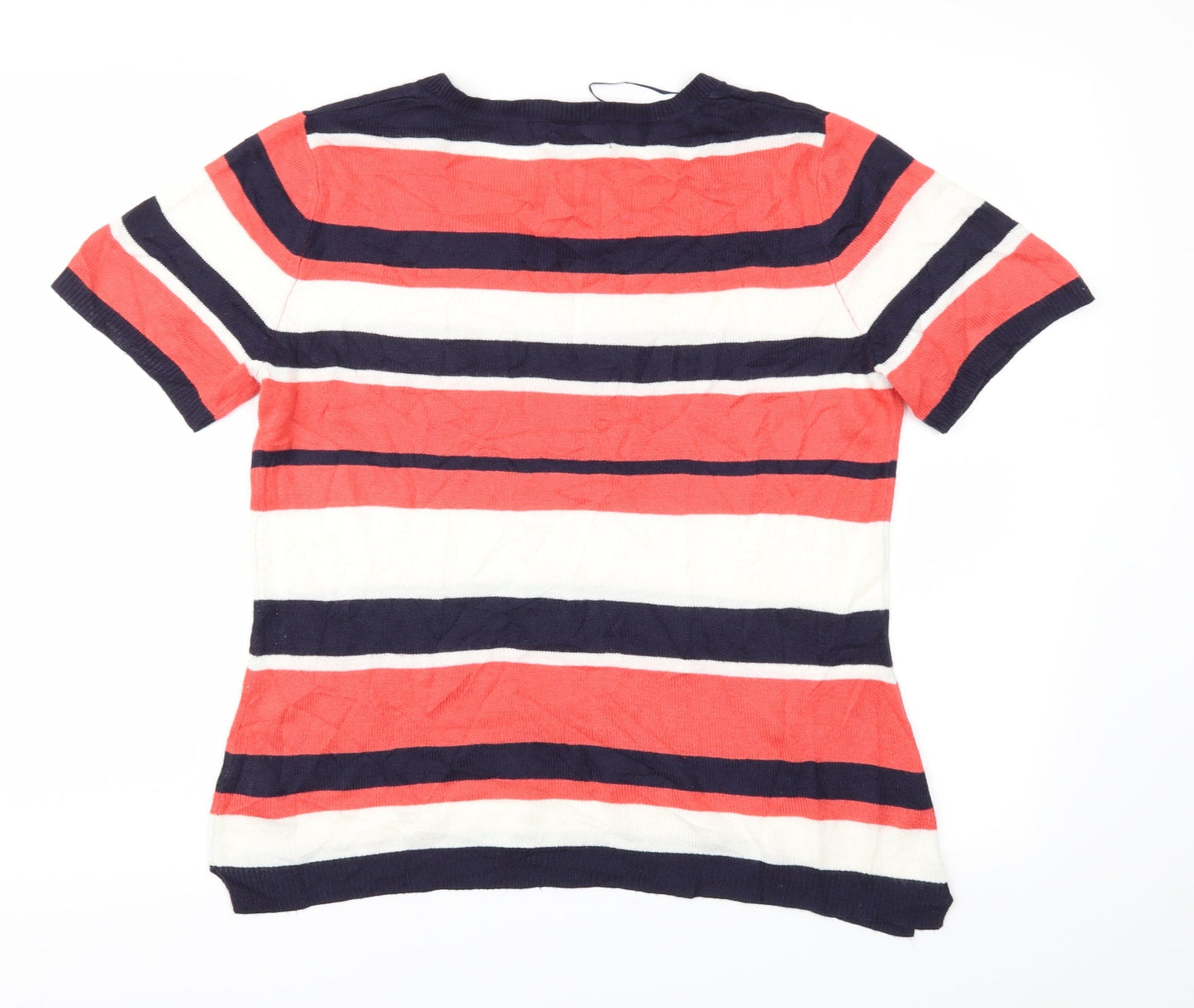 Papaya Womens Red Striped  Basic T-Shirt Size 12