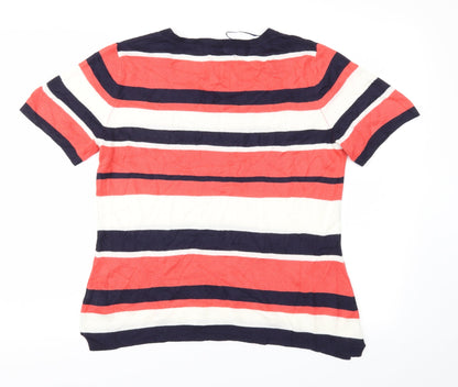 Papaya Womens Red Striped  Basic T-Shirt Size 12