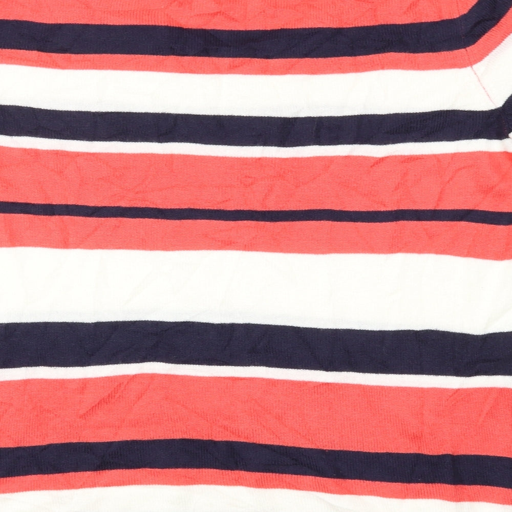 Papaya Womens Red Striped  Basic T-Shirt Size 12