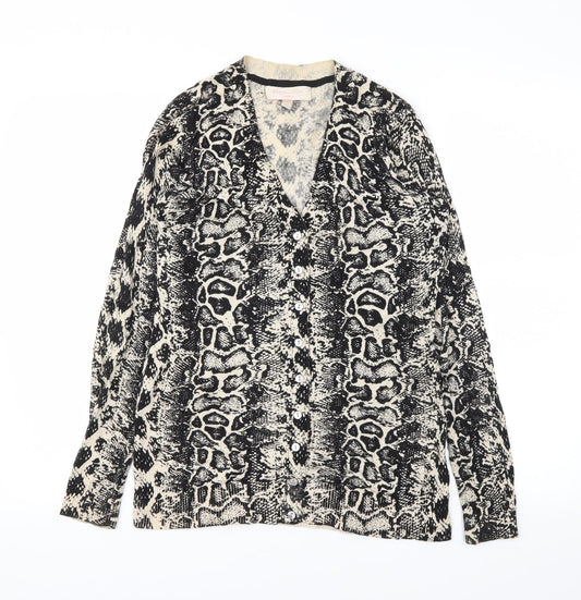 Gharani Strok Womens Black Animal Print  Cardigan Jumper Size S