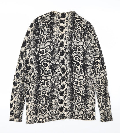 Gharani Strok Womens Black Animal Print  Cardigan Jumper Size S