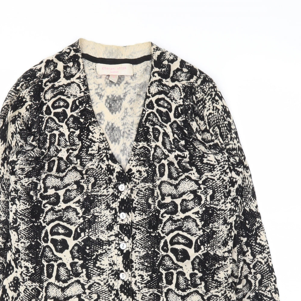 Gharani Strok Womens Black Animal Print  Cardigan Jumper Size S